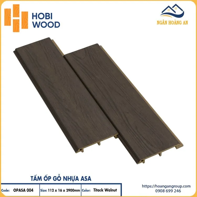 Tấm Ốp Tường Gỗ Nhựa Phủ ASA Hobiwood OPASA 004 Titack Walnut
